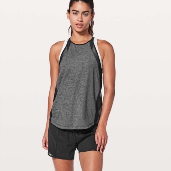 Lululemon grey and black run off route mesh panel tank - Picture 2 of 8